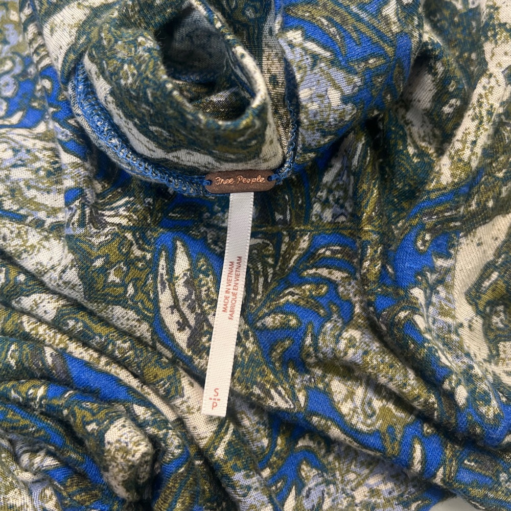 Free People Annabelle Mock Neck Tunic Dress in Cobalt Blue and Green Size Small - Picture 9 of 11